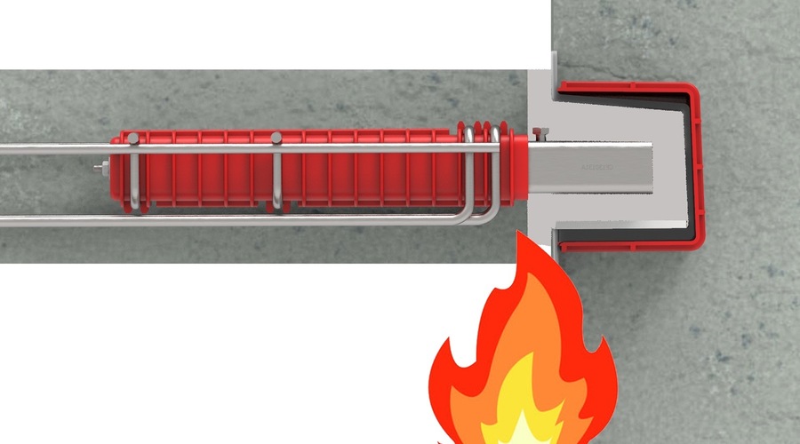 Illustration of flames against a stair connector.