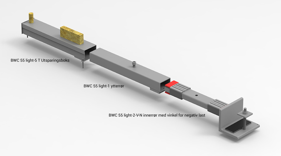 BWC 55 ligth for negativ last og ytterrør3 m tekst